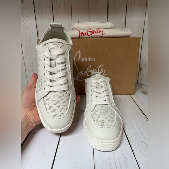 Christian Louboutin Rantulow Orlato CL Monogram Leather Sneaker White Sz 39 / 6 - Picture 5 of 14